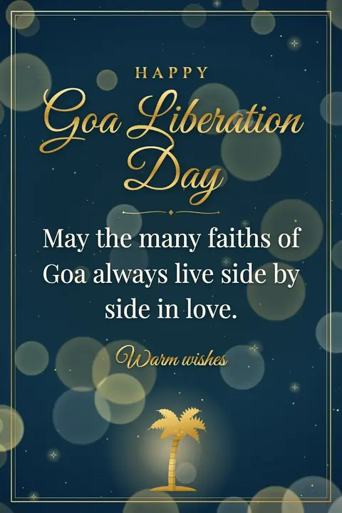 Goa Liberation Day wishes image: May the many faiths of Goa always live side by side in love.