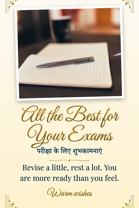 Good Luck for Exams wishes image: Revise a little, rest a lot. You are more ready than you feel.