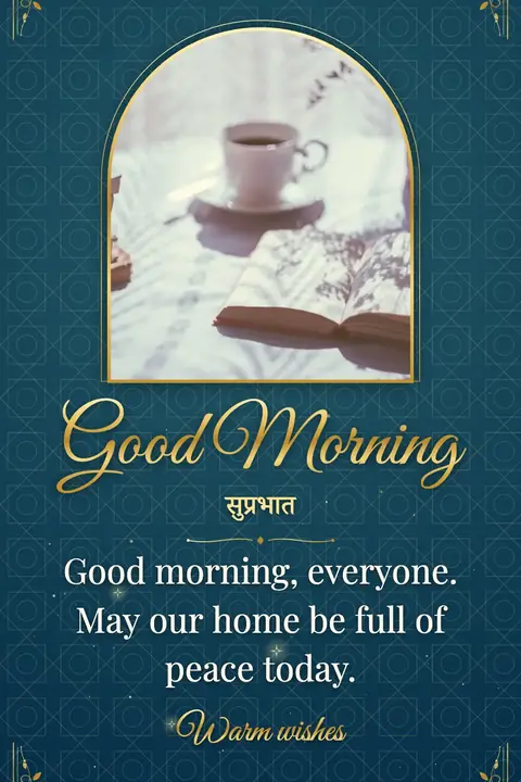 Good Morning wishes image: Good morning, everyone. May our home be full of peace today.