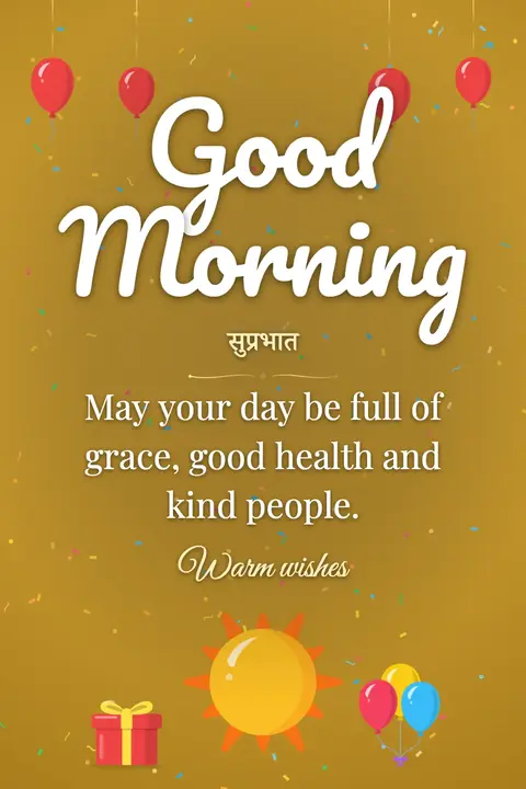 Good Morning wishes image: May your day be full of grace, good health and kind people.