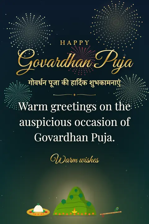 Govardhan Puja wishes image: Warm greetings on the auspicious occasion of Govardhan Puja.