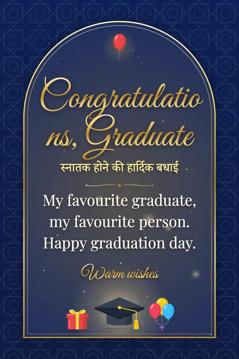 Graduation wishes image: My favourite graduate, my favourite person. Happy graduation day.