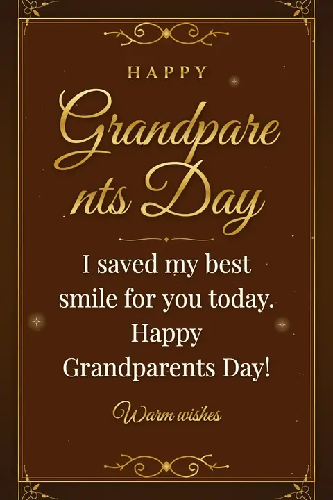 Grandparents Day wishes image: I saved my best smile for you today. Happy Grandparents Day!