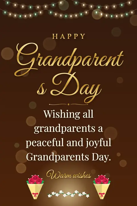 Grandparents Day wishes image: Wishing all grandparents a peaceful and joyful Grandparents Day.