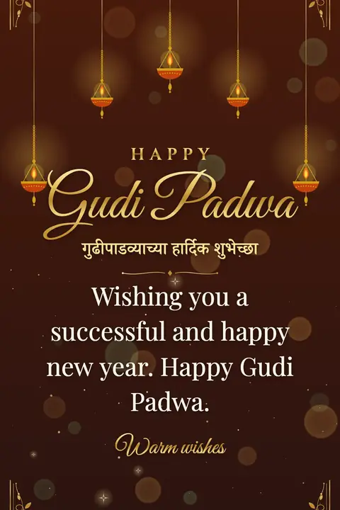 Gudi Padwa wishes image: Wishing you a successful and happy new year. Happy Gudi Padwa.
