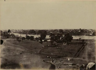 Old printed drawing of the walls of Ahmedabad city