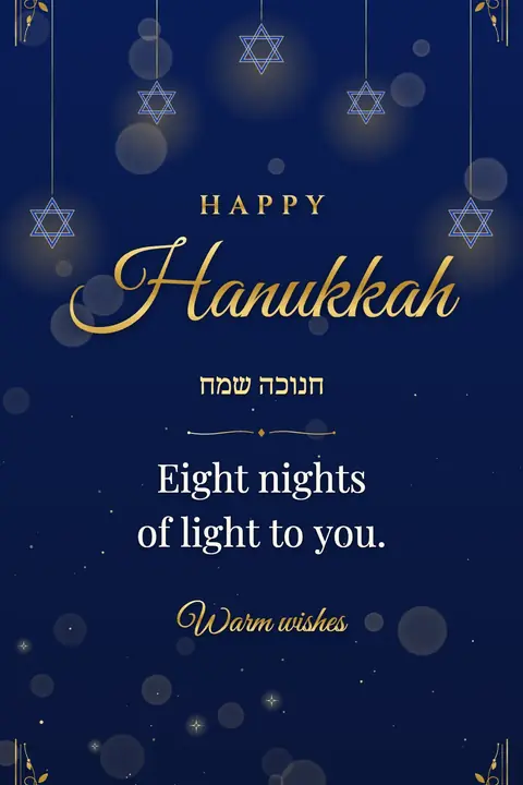 Hanukkah wishes image: Eight nights of light to you.
