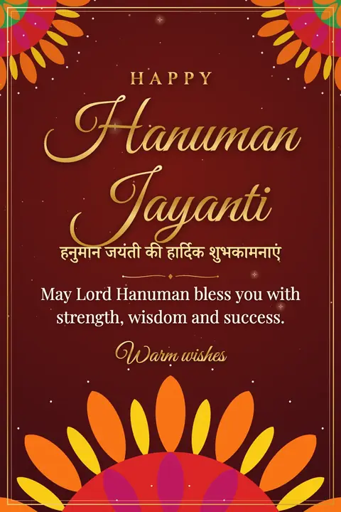 Hanuman Jayanti wishes image: May Lord Hanuman bless you with strength, wisdom and success.