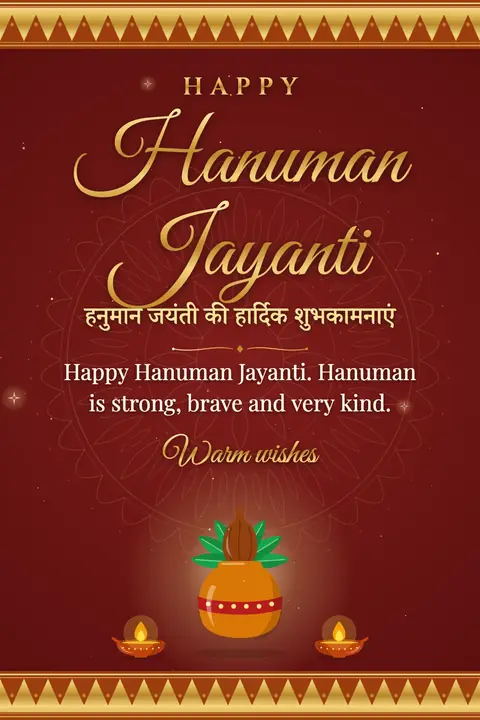 Hanuman Jayanti wishes image: Happy Hanuman Jayanti. Hanuman is strong, brave and very kind.