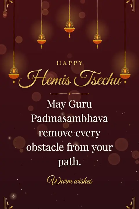 Hemis Festival wishes image: May Guru Padmasambhava remove every obstacle from your path.