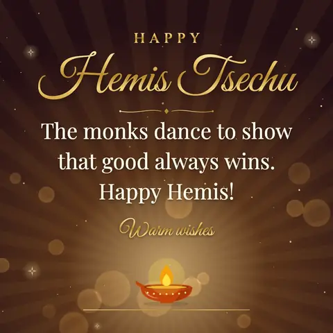 Hemis Festival wishes image: The monks dance to show that good always wins. Happy Hemis!