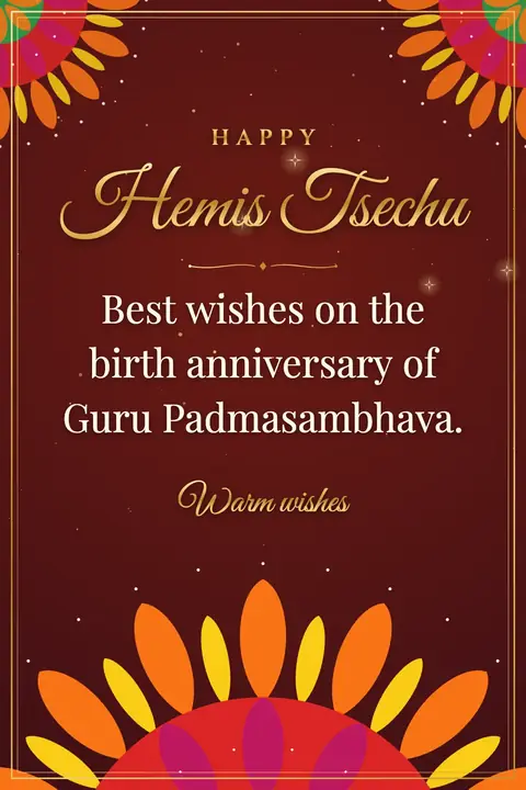 Hemis Festival wishes image: Best wishes on the birth anniversary of Guru Padmasambhava.