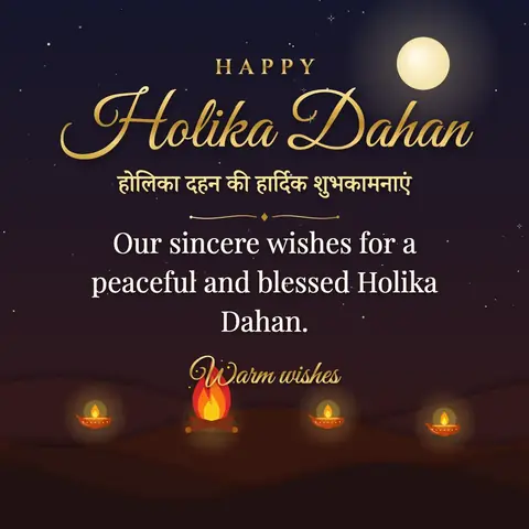 Holika Dahan wishes image: Our sincere wishes for a peaceful and blessed Holika Dahan.