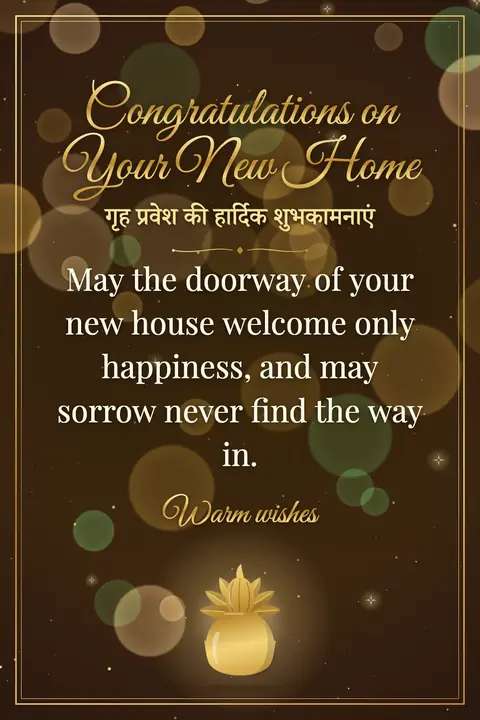 Housewarming wishes image: May the doorway of your new house welcome only happiness, and may sorrow never find the way in.