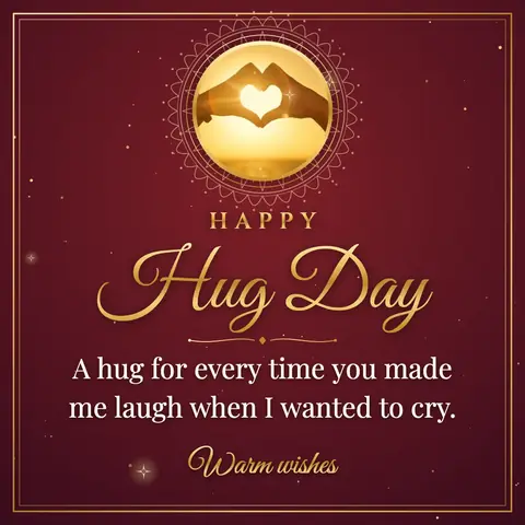 Hug Day wishes image: A hug for every time you made me laugh when I wanted to cry.