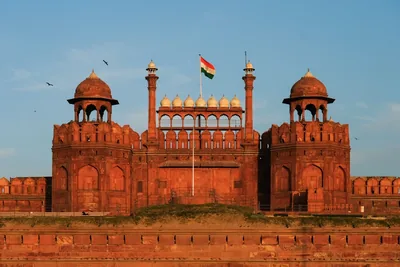 The Red Fort in Delhi with the national flag flying above it