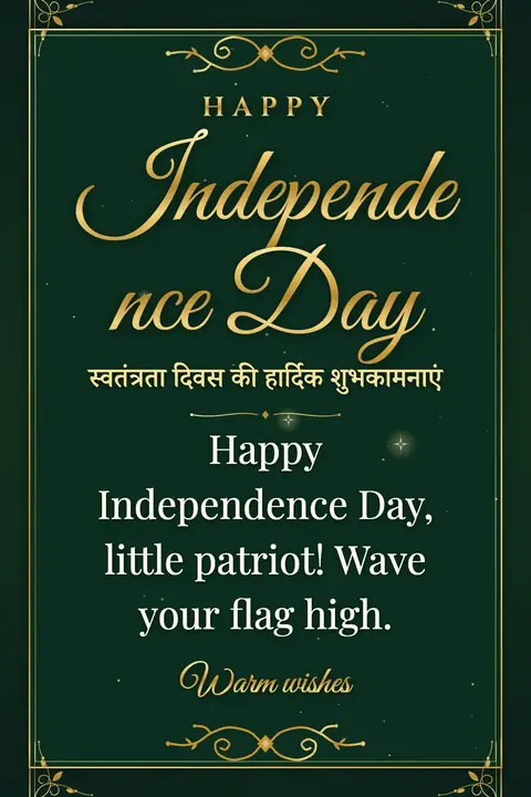 Independence Day (India) wishes image: Happy Independence Day, little patriot! Wave your flag high.