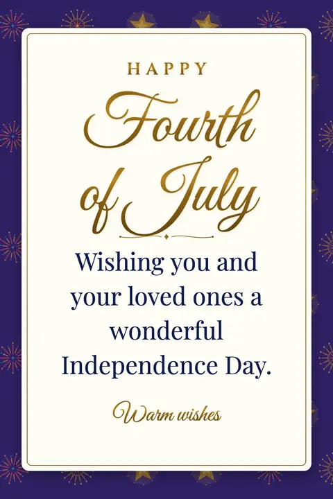 Independence Day (USA) wishes image: Wishing you and your loved ones a wonderful Independence Day.