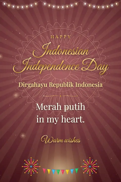 Indonesia Independence Day wishes image: Merah putih in my heart.