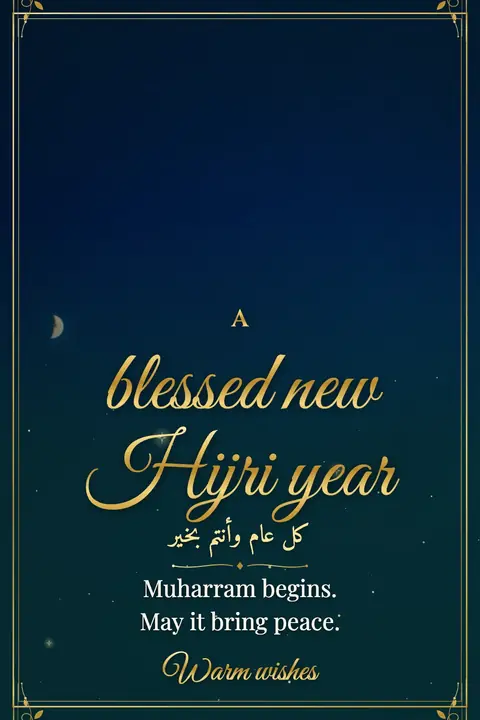 Islamic New Year wishes image: Muharram begins. May it bring peace.