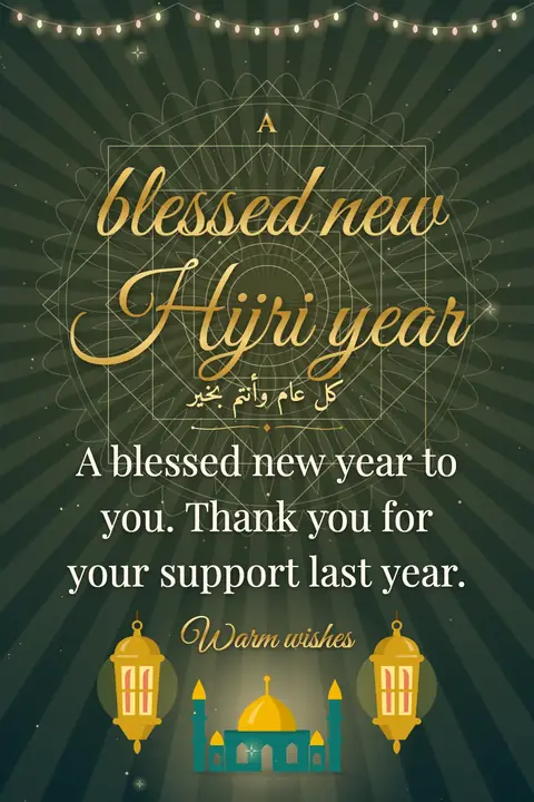 Islamic New Year wishes image: A blessed new year to you. Thank you for your support last year.