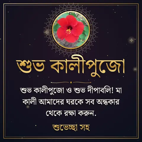 Kali Puja wishes image: শুভ কালীপুজো ও শুভ দীপাবলি! মা কালী আমাদের ঘরকে সব অন্ধকার থেকে রক্ষা করুন.
