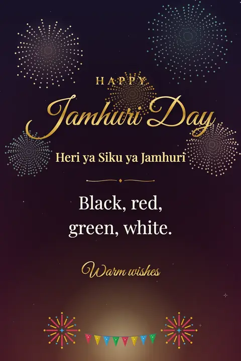 Jamhuri Day (Kenya) wishes image: Black, red, green, white.