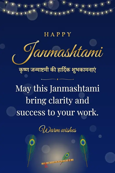 Krishna Janmashtami wishes image: May this Janmashtami bring clarity and success to your work.