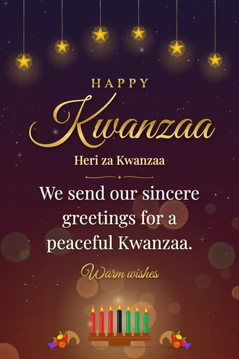 Kwanzaa wishes image: We send our sincere greetings for a peaceful Kwanzaa.