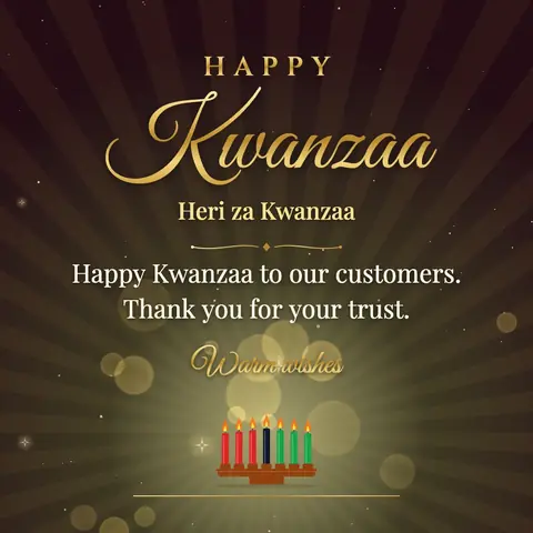 Kwanzaa wishes image: Happy Kwanzaa to our customers. Thank you for your trust.