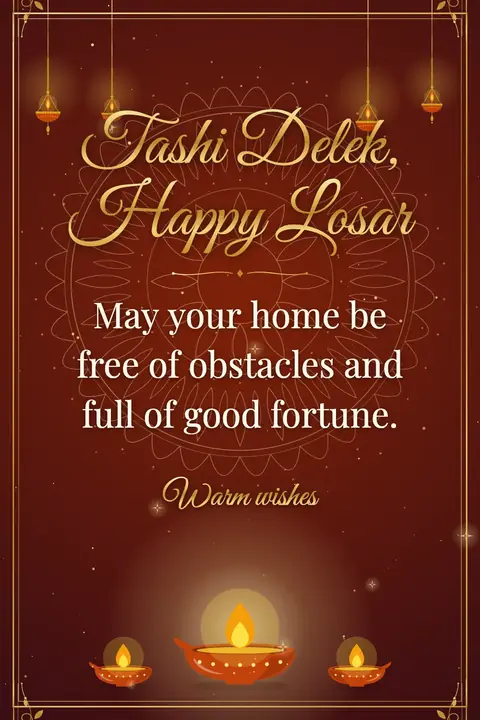 Losar wishes image: May your home be free of obstacles and full of good fortune.
