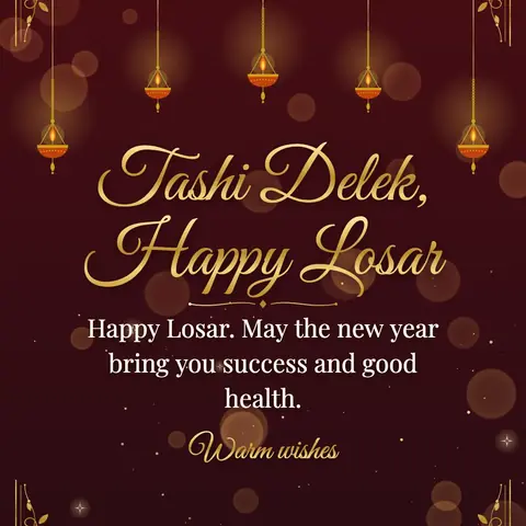 Losar wishes image: Happy Losar. May the new year bring you success and good health.