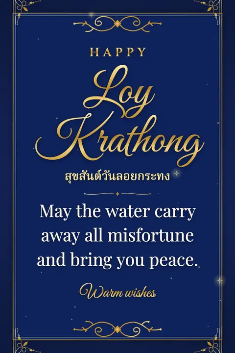 Loy Krathong wishes image: May the water carry away all misfortune and bring you peace.
