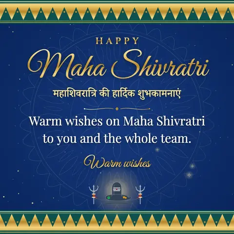 Maha Shivratri wishes image: Warm wishes on Maha Shivratri to you and the whole team.
