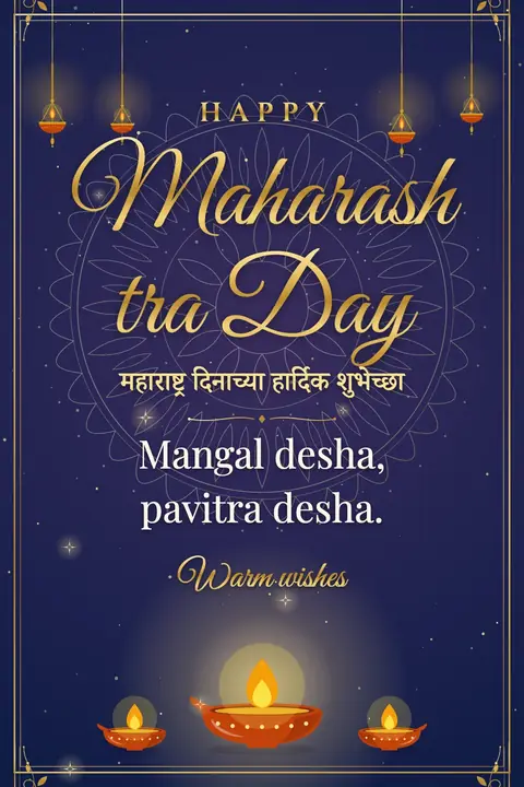 Maharashtra Day wishes image: Mangal desha, pavitra desha.
