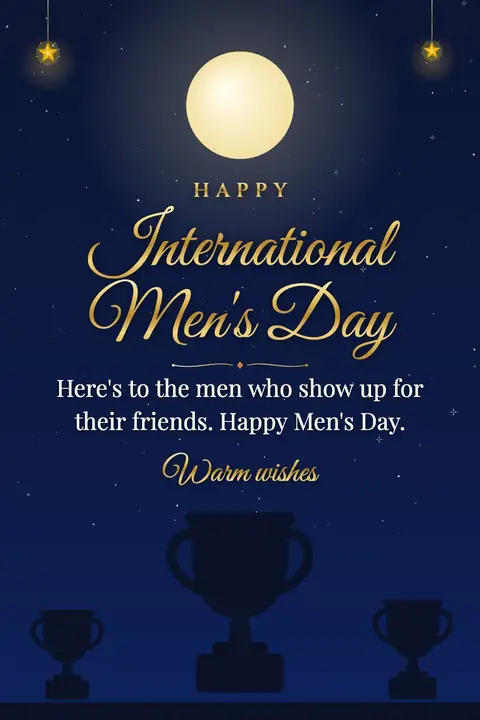 International Men's Day wishes image: Here's to the men who show up for their friends. Happy Men's Day.