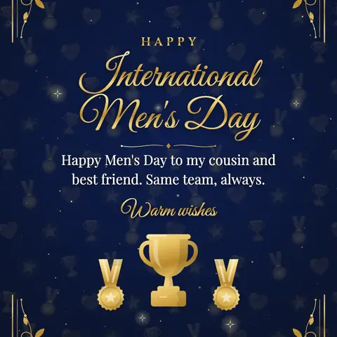 International Men's Day wishes image: Happy Men's Day to my cousin and best friend. Same team, always.