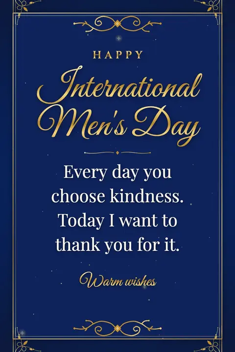 International Men's Day wishes image: Every day you choose kindness. Today I want to thank you for it.