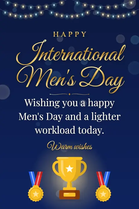 International Men's Day wishes image: Wishing you a happy Men's Day and a lighter workload today.