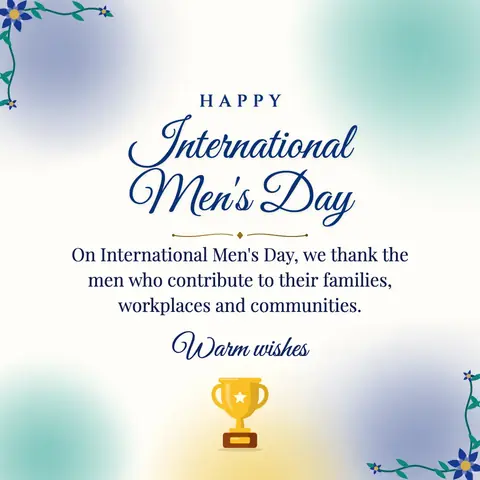 International Men's Day wishes image: On International Men's Day, we thank the men who contribute to their families, workplaces and communities.