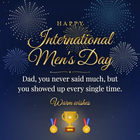 International Men's Day wishes image: Dad, you never said much, but you showed up every single time.