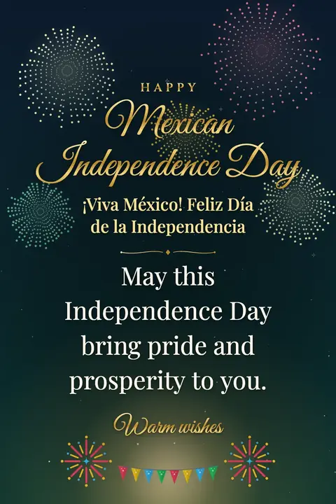 Mexican Independence Day wishes image: May this Independence Day bring pride and prosperity to you.