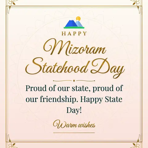 Mizoram Statehood Day wishes image: Proud of our state, proud of our friendship. Happy State Day!