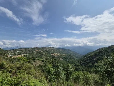 Green forested hills under a blue sky in central Arunachal Pradesh