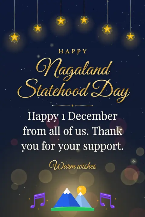 Nagaland Statehood Day wishes image: Happy 1 December from all of us. Thank you for your support.