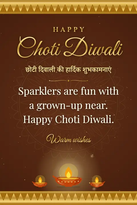 Naraka Chaturdashi wishes image: Sparklers are fun with a grown-up near. Happy Choti Diwali.