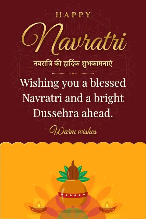 Navratri wishes image: Wishing you a blessed Navratri and a bright Dussehra ahead.