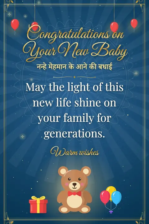 New Baby wishes image: May the light of this new life shine on your family for generations.