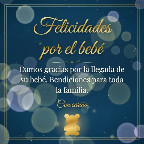 New Baby wishes image: Damos gracias por la llegada de su bebé. Bendiciones para toda la familia.