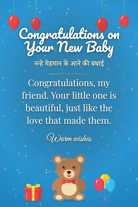 New Baby wishes image: Congratulations, my friend. Your little one is beautiful, just like the love that made them.